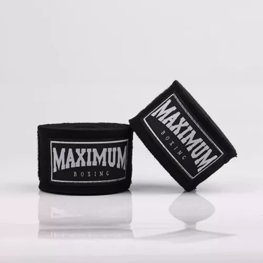 Par Bandagem Maximum Muay Thai 3 Metros Boxe Kickboxing Preto