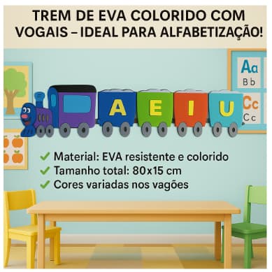 Trem das Vogais de EVA Colorido