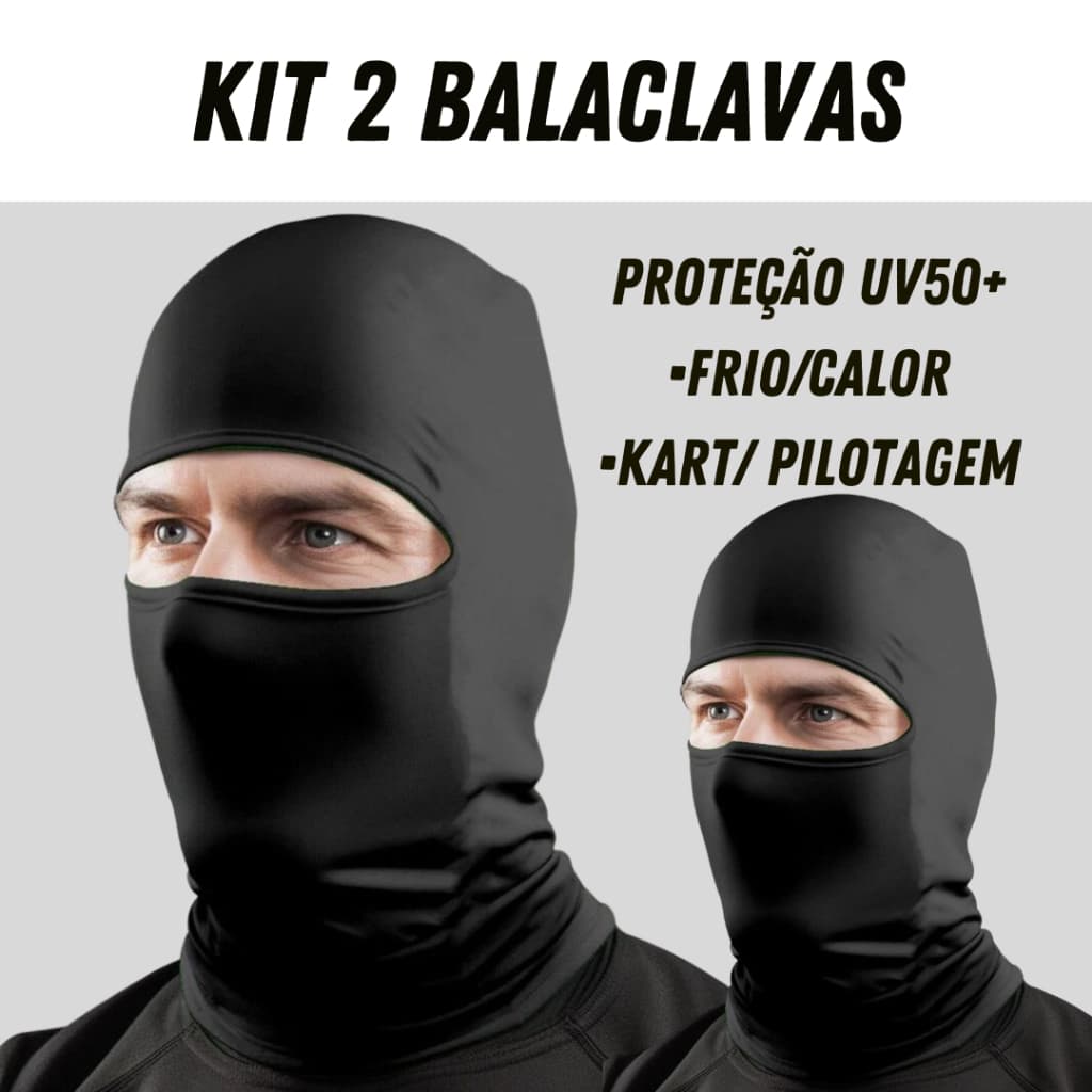 Kit 2 Touca Ninja Balaclava Toca UV+50 Proteção Solar Térmica Motoqueiro Motoboy touca preta