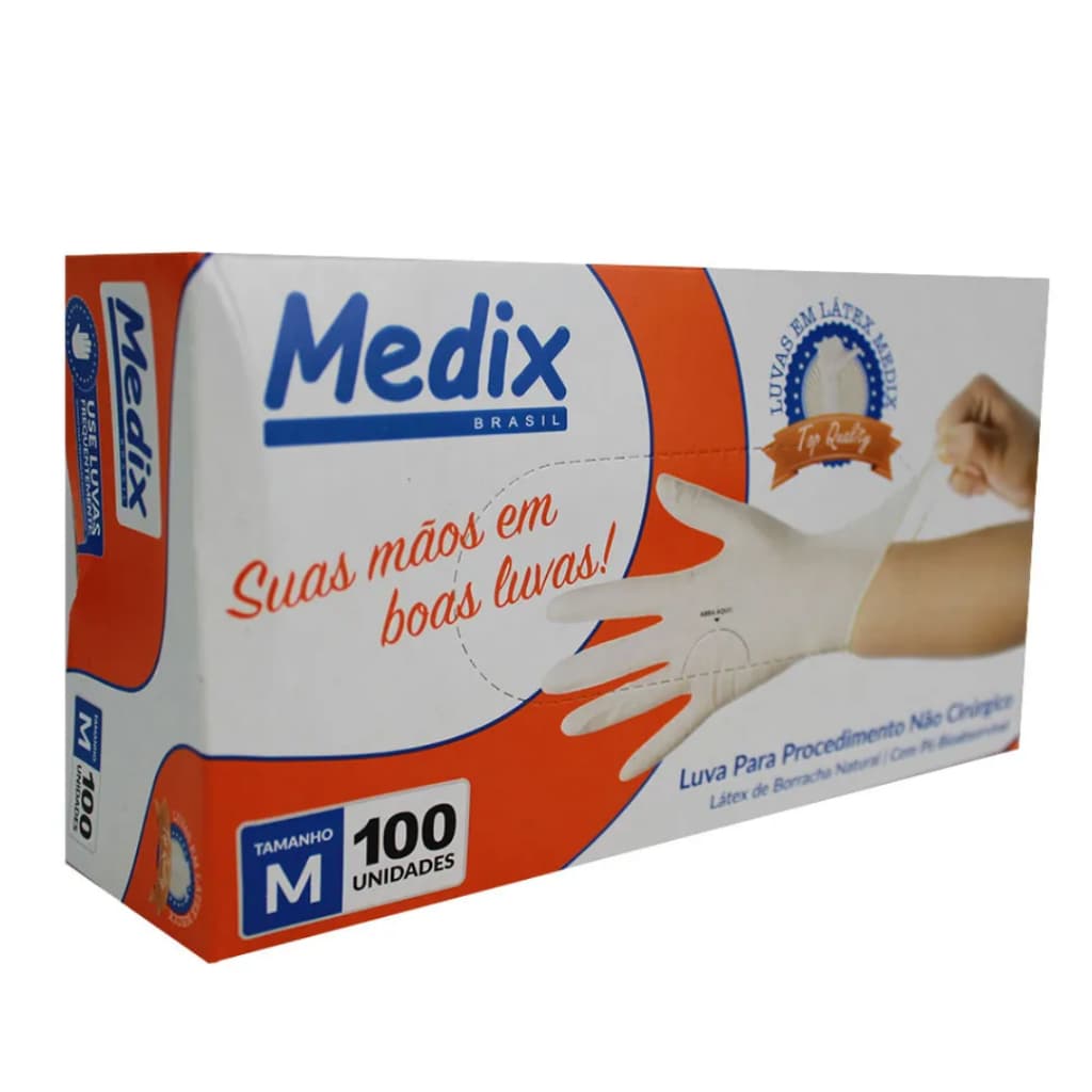 Luva de Procedimento da Latex Descartável Cor Branca Tamanho PP, P, M e G Diversas Marcas