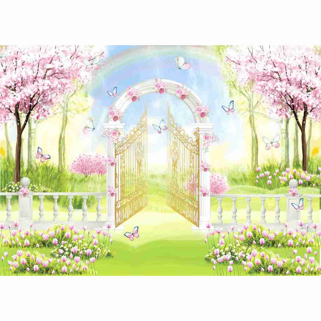 Painel Jardim Encantado 2,20m x 1,50m Malha Premium Sublimada Fundo Para Foto Retangular