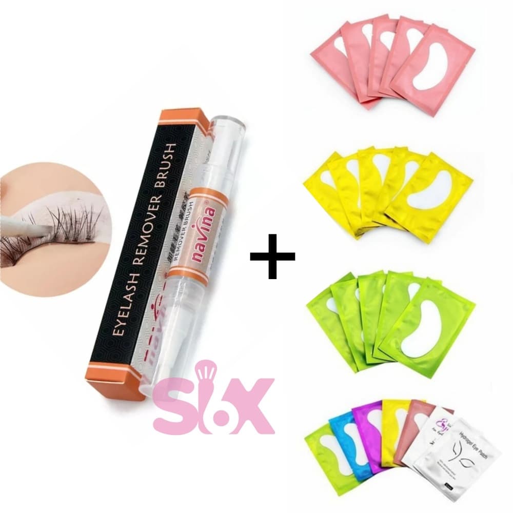 Caneta Navina Gel Removedor + 50 Pares de Pad Gel Protetor Para Alongamento Cílios