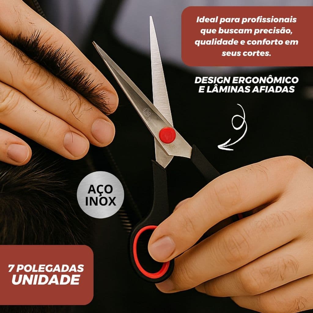 Tesoura de Cabelo 7" Corte Profissional Aço Inoxidável Precisão e Conforto Sq3279