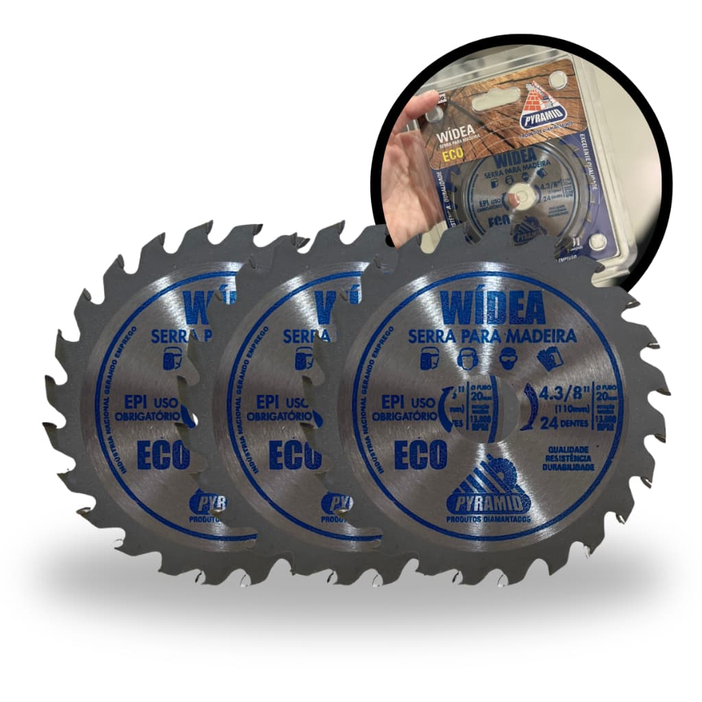 Disco de serra para madeira 110 x 20 x 24 dentes Wídea Eco Kit 3 Unidades