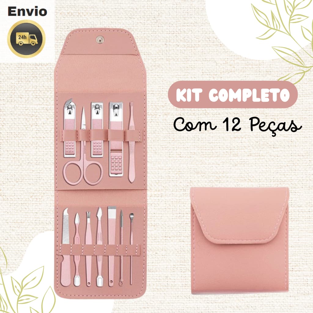 Kit Manicure Cortadores De Unhas com 12 Peças estojo portátil.