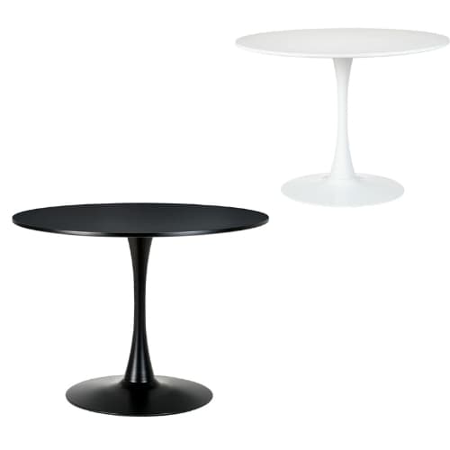 Mesa de jantar Saarinen Tulipa Redonda Tampo de 100cm - Preta e Branca