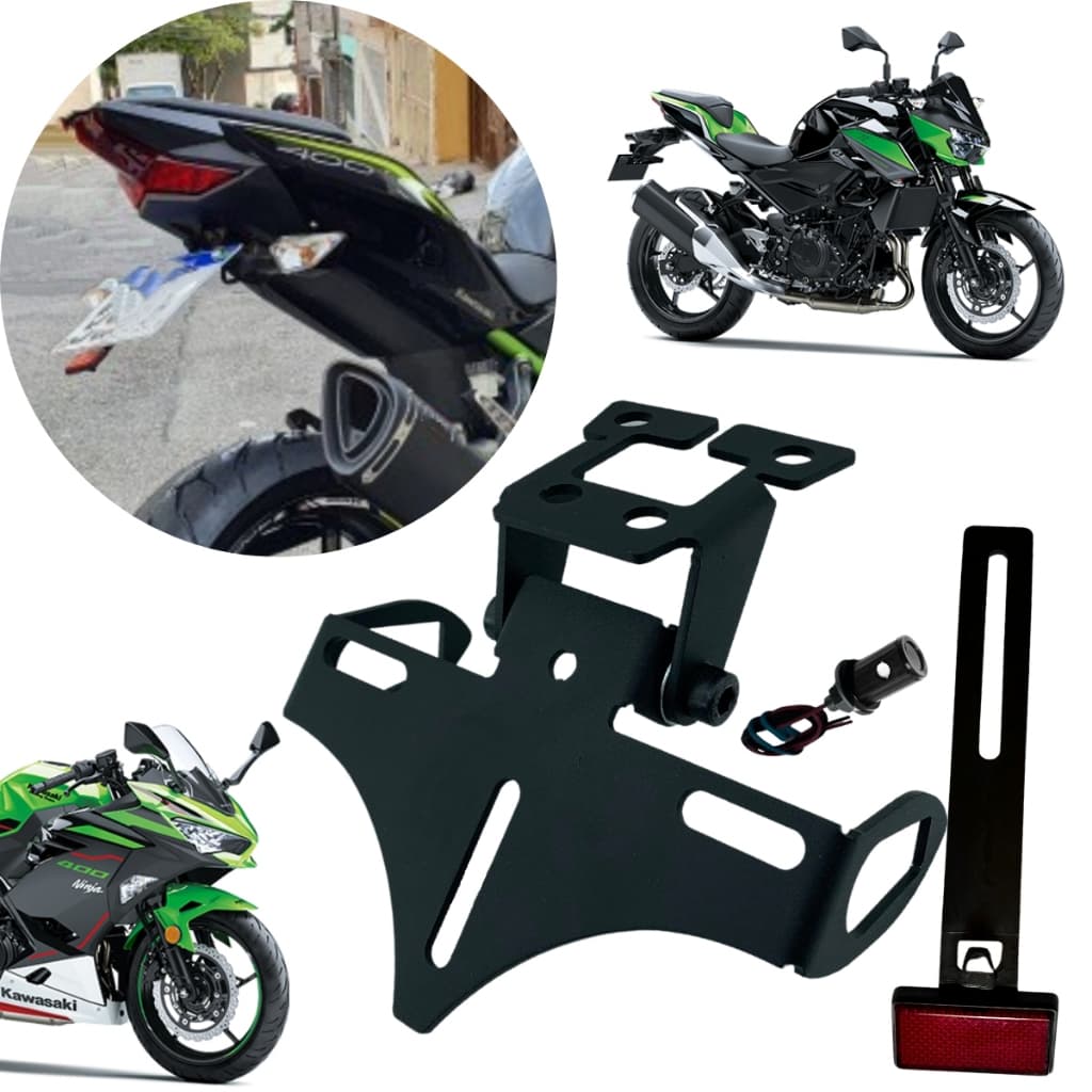 Eliminador De Rabeta Z400 Ninja 400 Articulado Suporte De Placa Esporte Retratil Kawasaki Z 400 2018 A 2024