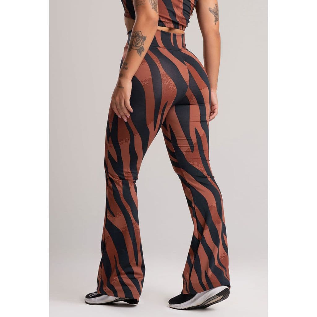 Calça Feminina Flare Estampada Pantalona Cintura Alta Mvb Modas