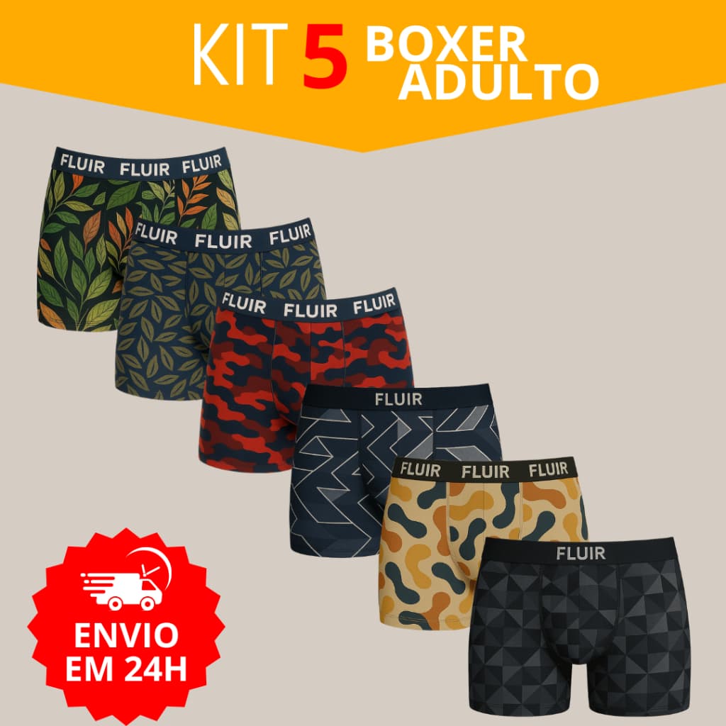 Kit 5 Cueca Boxer Masculino Microfibra Adulto