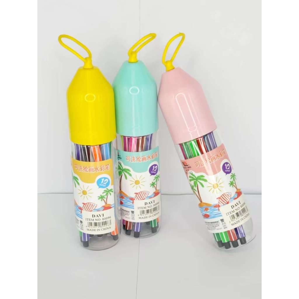 80096 12 Cores Lavável Marca Hidrografica gatinha marca texto caneta aquarela Papelaria/ Escritório/ Escola
