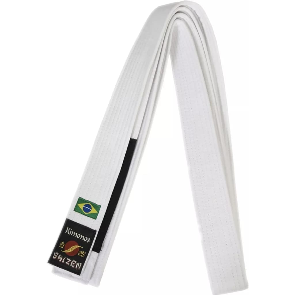 Faixa Branca para Jiu Jitsu com Ponta Preta - Shizen Kimonos