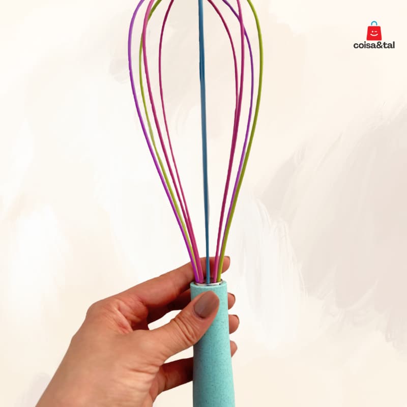 Fouet Bate Claras | Silicone | Verde Água | 30cm