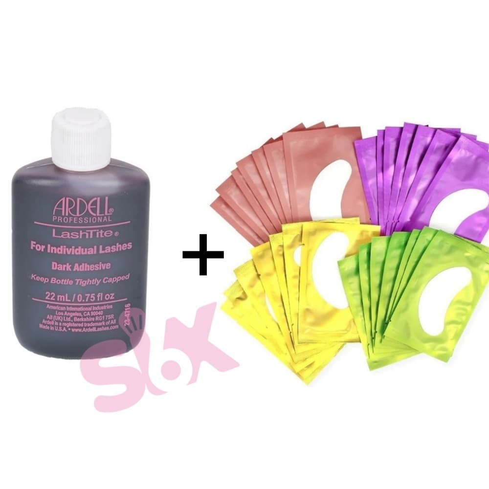 Cola ARDELL 22ML Para Alongamento de Cílios + 50 Pares Adesivo Gel Pad Protetor