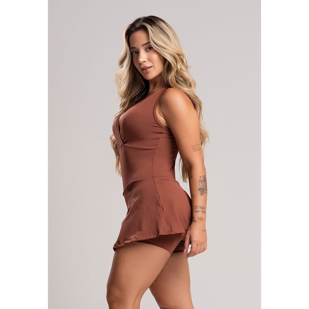 Macaquinho Vestido Curto Fitness Short Saia Estampado Mvb Modas