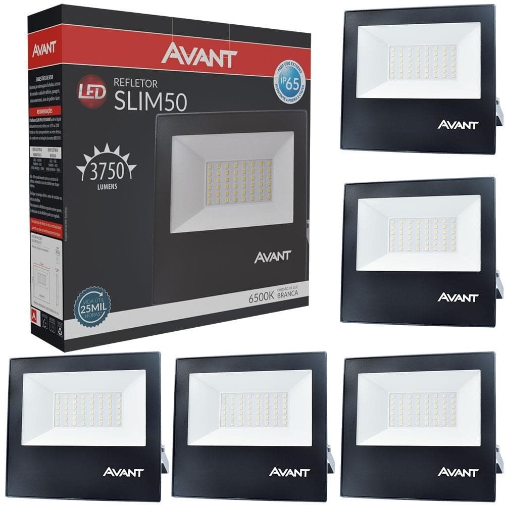 Refletor Led 6500k Ip65 Avant Cor Da Carcaça Preto Luz Branco-frio 20w/30w