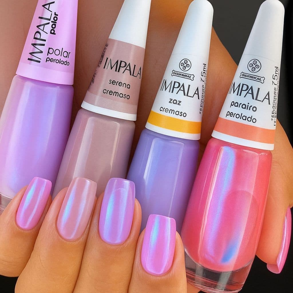 Impala Esmaltes Tons Lilas Roxos Esmalte Perolado Serena Zaz Paraíso Polar Escolha