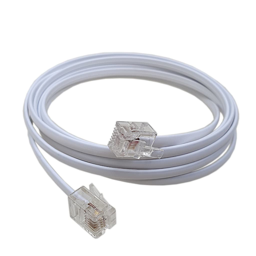 Cabo chato branco para ligar o telefone a linha 3 metros