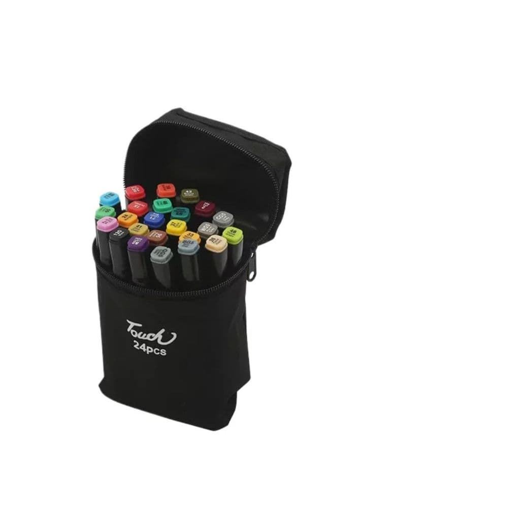 Estojo Canetas Marcadores Ponta Dupla 24 Cores Kit Canetinha