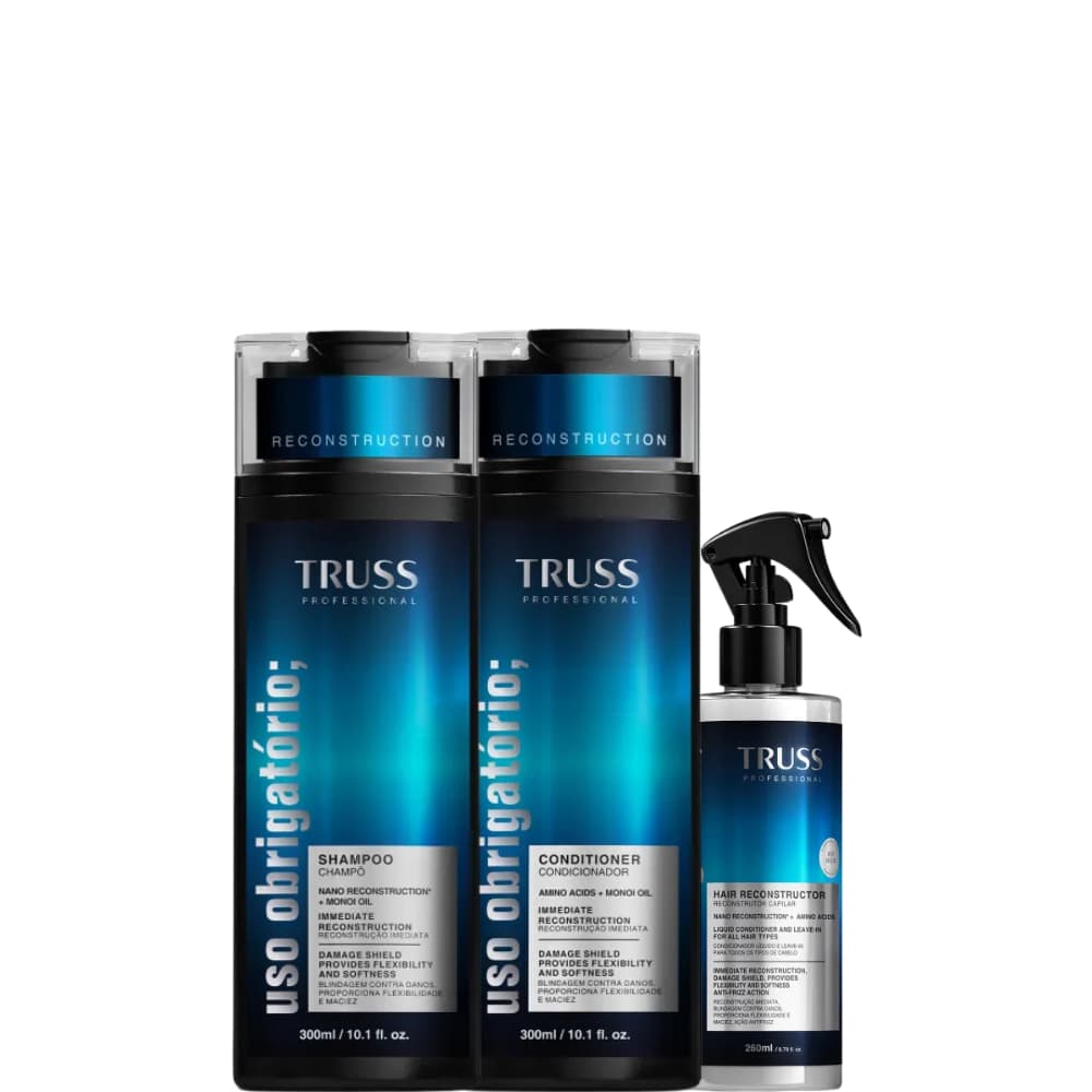 Kit Truss Uso Obrigatório Shampoo+Condicionador 300ml + Spray Reconstrutor 250ml