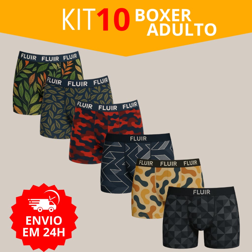 Kit 10 Cuecas Boxer Microfibra adulto Maverick