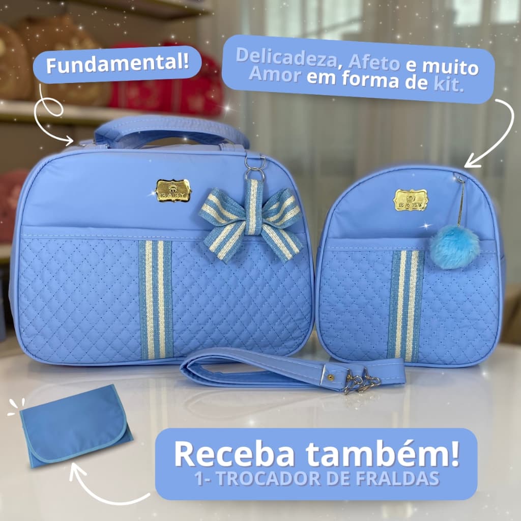 Kit Bolsa Maternidade com Mochila G+M para Bebê Menino/Menina