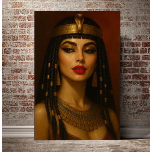 Quadro placa decorativo 20x30cm Cleópatra Rainha Egícia Egito Mulher Riqueza para Sala Quarto Hall