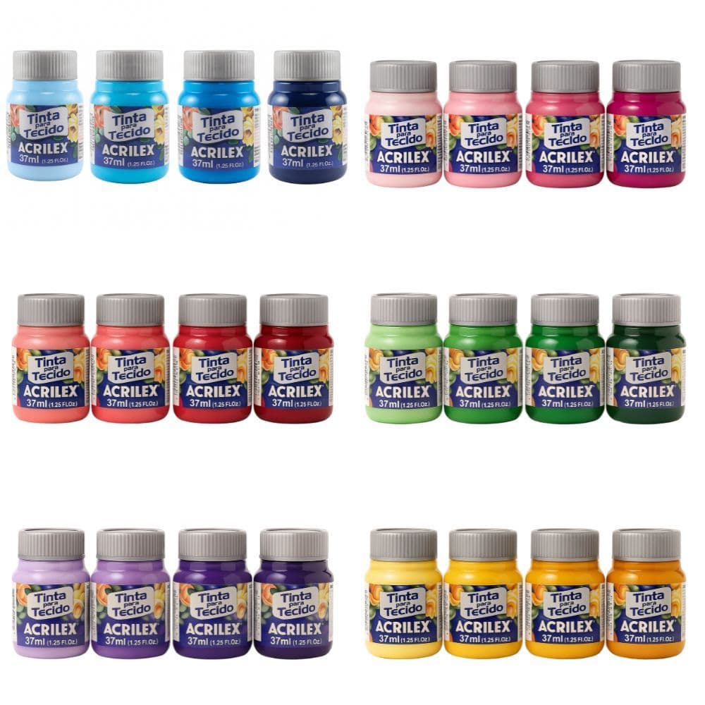 Kit Tinta Tecido Fosca Acrilex 37ml Escolha as Cores Artesanato Patchwork