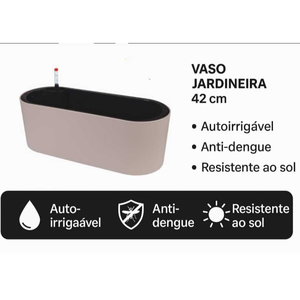 Jardineira ou vazo 42 cm para plantas com sistema autoirrigável e indicador de água MOR