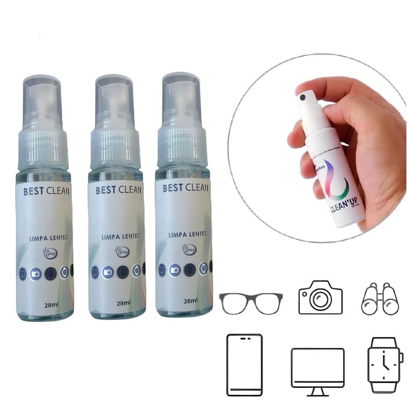 kit com 3 Spray Limpa Lentes e Telas Clean'Up 28ml