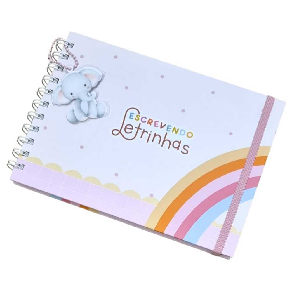 Caderno De Caligrafia Letra Cursiva Em Capa Dura Fechamento Com elástico - com Brinde