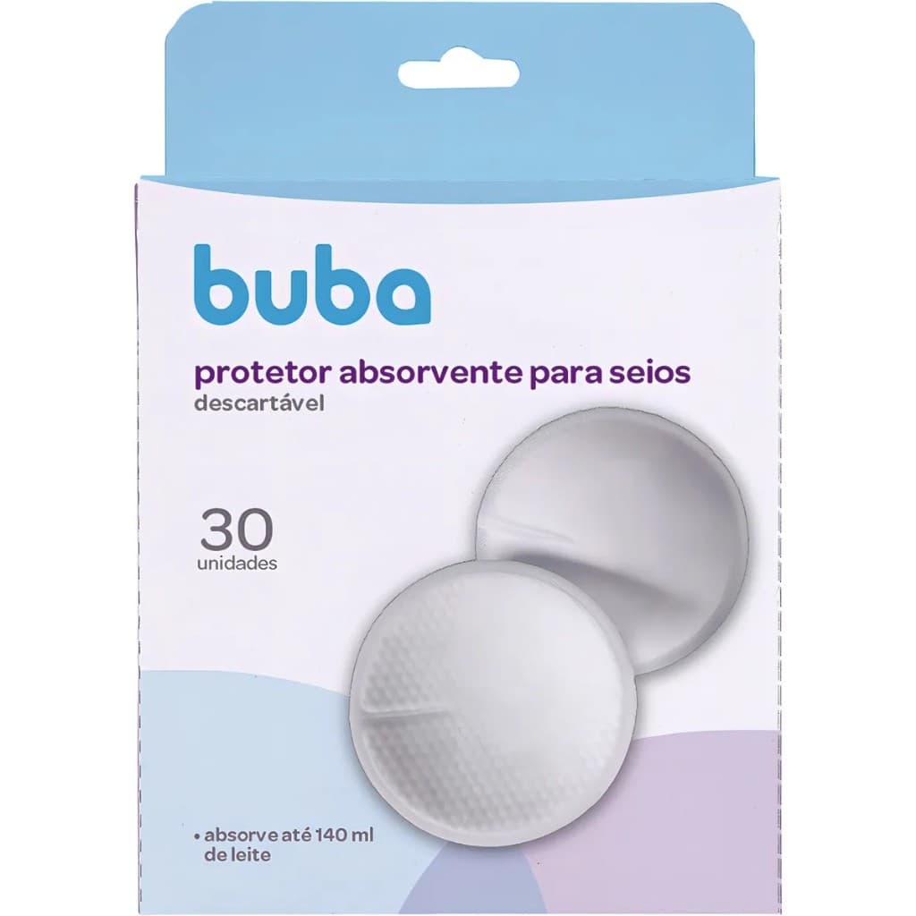 Protetor Absorvente Para Seios 30 Unidades Descartável Buba Cor Branco