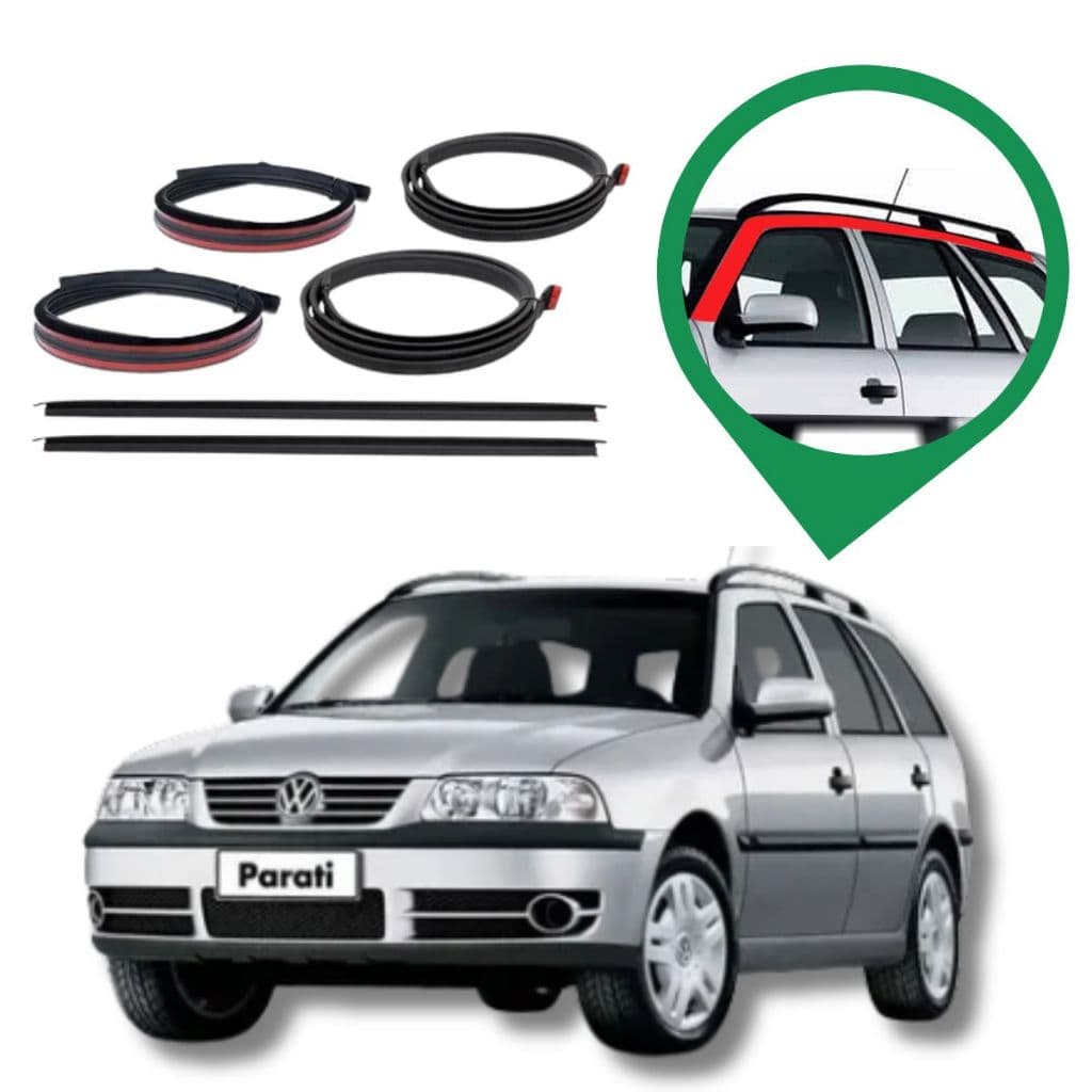 Kit Borracha Vedação Pingadeira + Friso Teto - Parati G3 G4 Com Bagageiro Superior