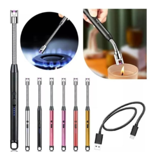 Isqueiro Elétrico Recarregável USB à Prova de Vento com Pescoço Flexível – Acende Velas, Fogão, Churrasco e Mais