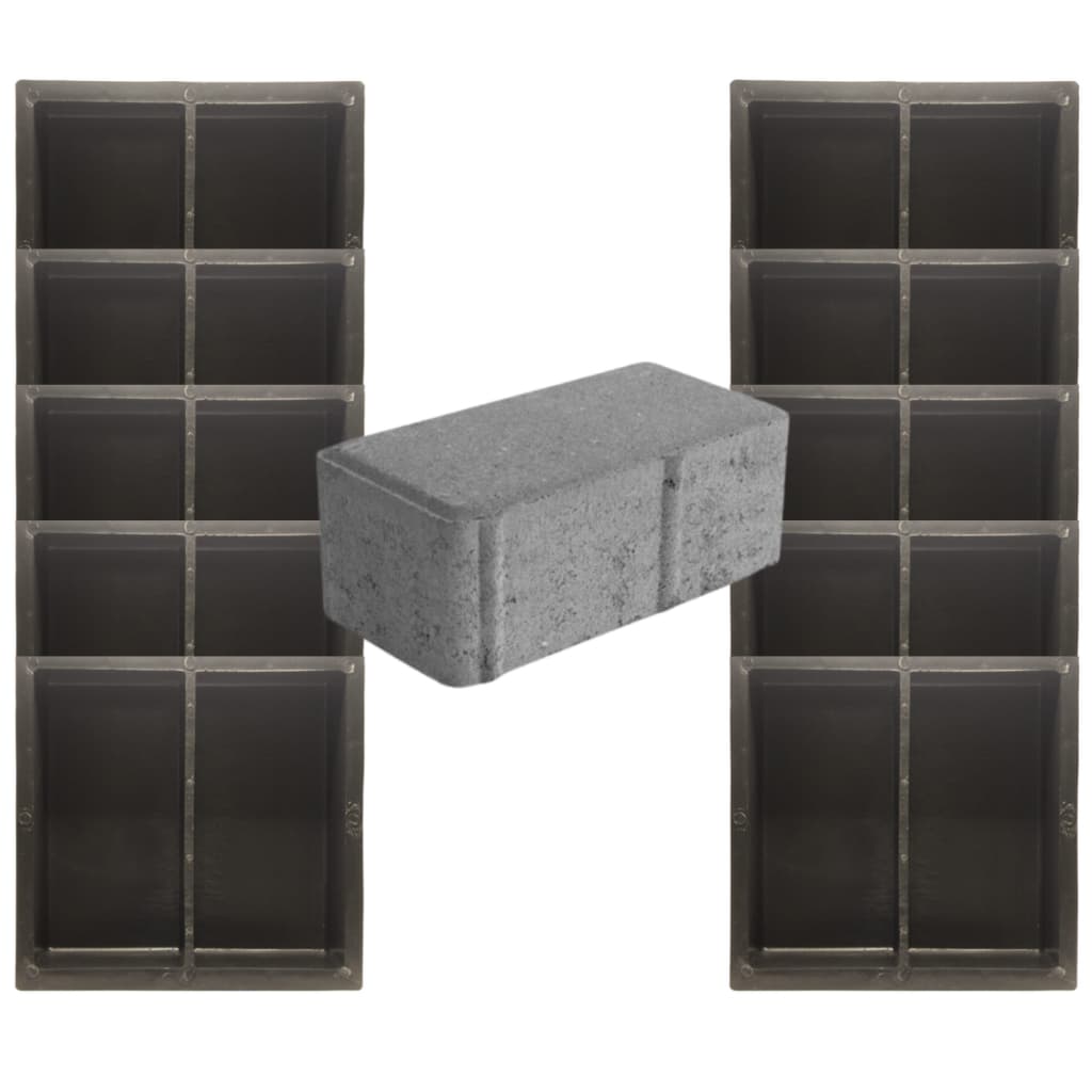 Kit c 10 Forma 20x10x8 Bloco Alto Grande Paver T8 Molde Plastico Preto