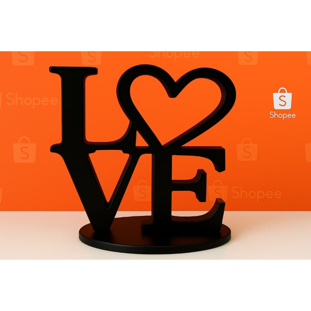 Letreiro LOVE Preto Decorativo Impressão 3D Casal Namorados Presente Romântico