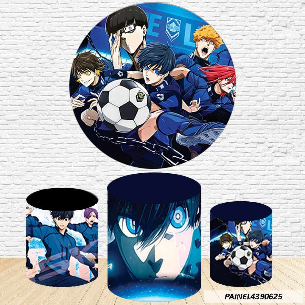 Kit de Capas Painel Redondo Sublimado Blue Lock 1,50M + Trio Capas de Cilindro C/Elástico