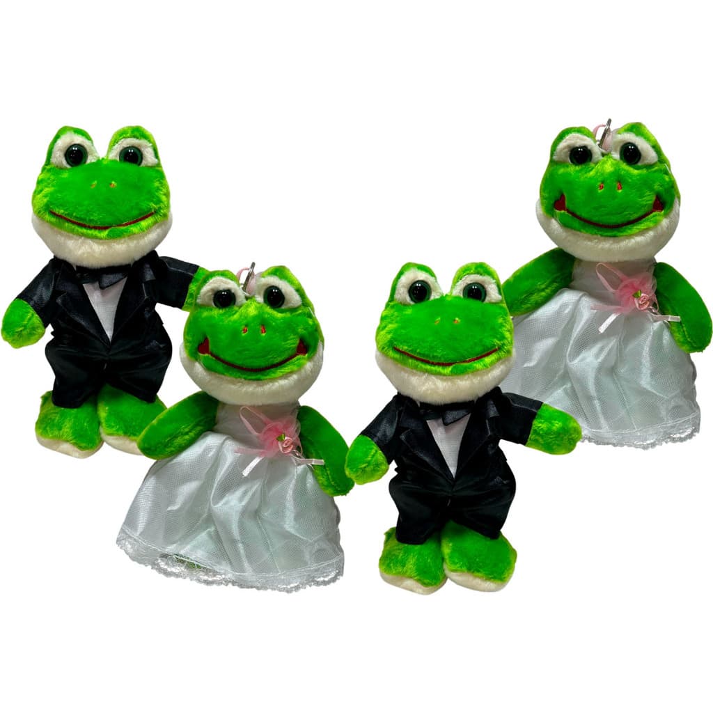 Kit 4 Sapos De Pelucia Noivos Cesta Casamento Decoração Lembrancinha Fofo 23cm