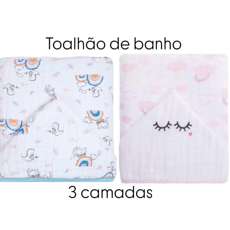 Toalhão de Banho - 3 Camadas - 100% Algodão - 1,05m x 85cm - Papi Karinho - Raposa Cílios