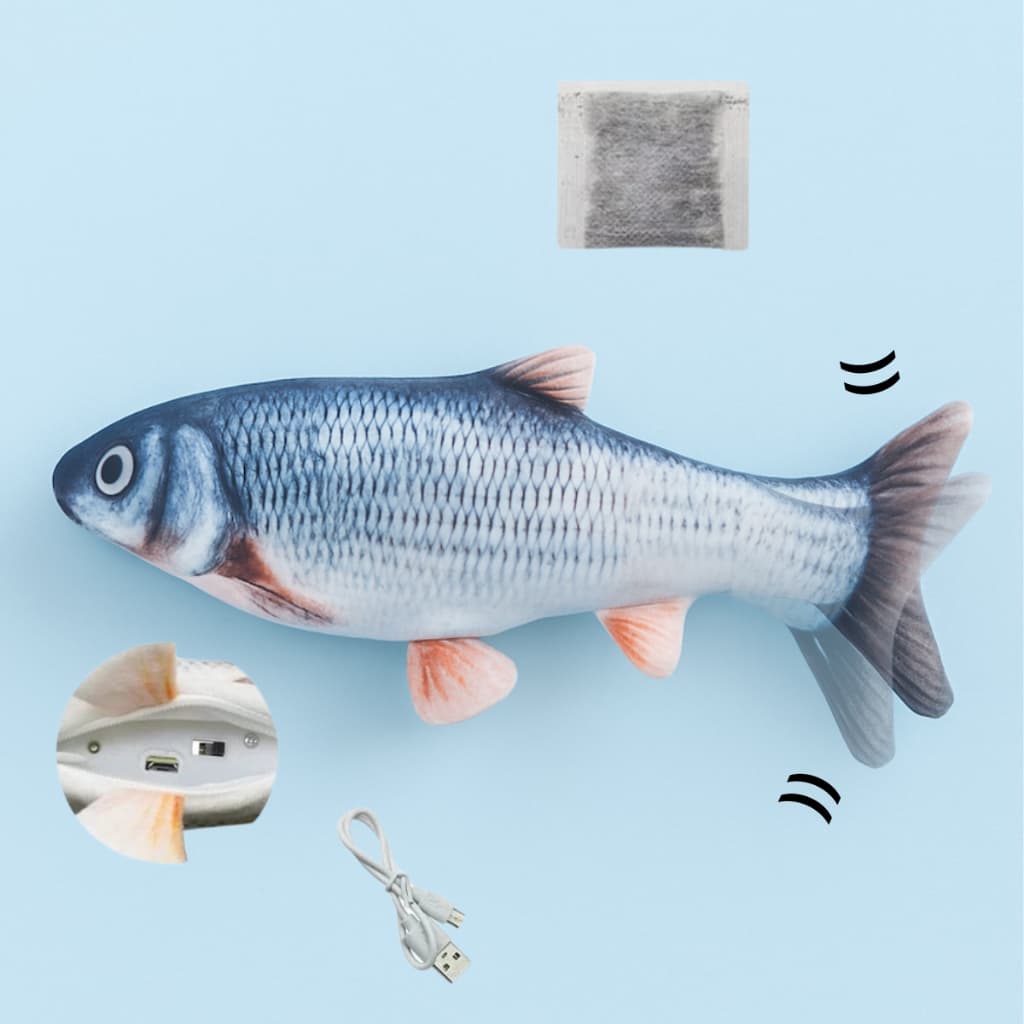Brinquedo Interativo para Gato Peixe Elétrico com Rabo em Movimento e Recarregável USB Pet