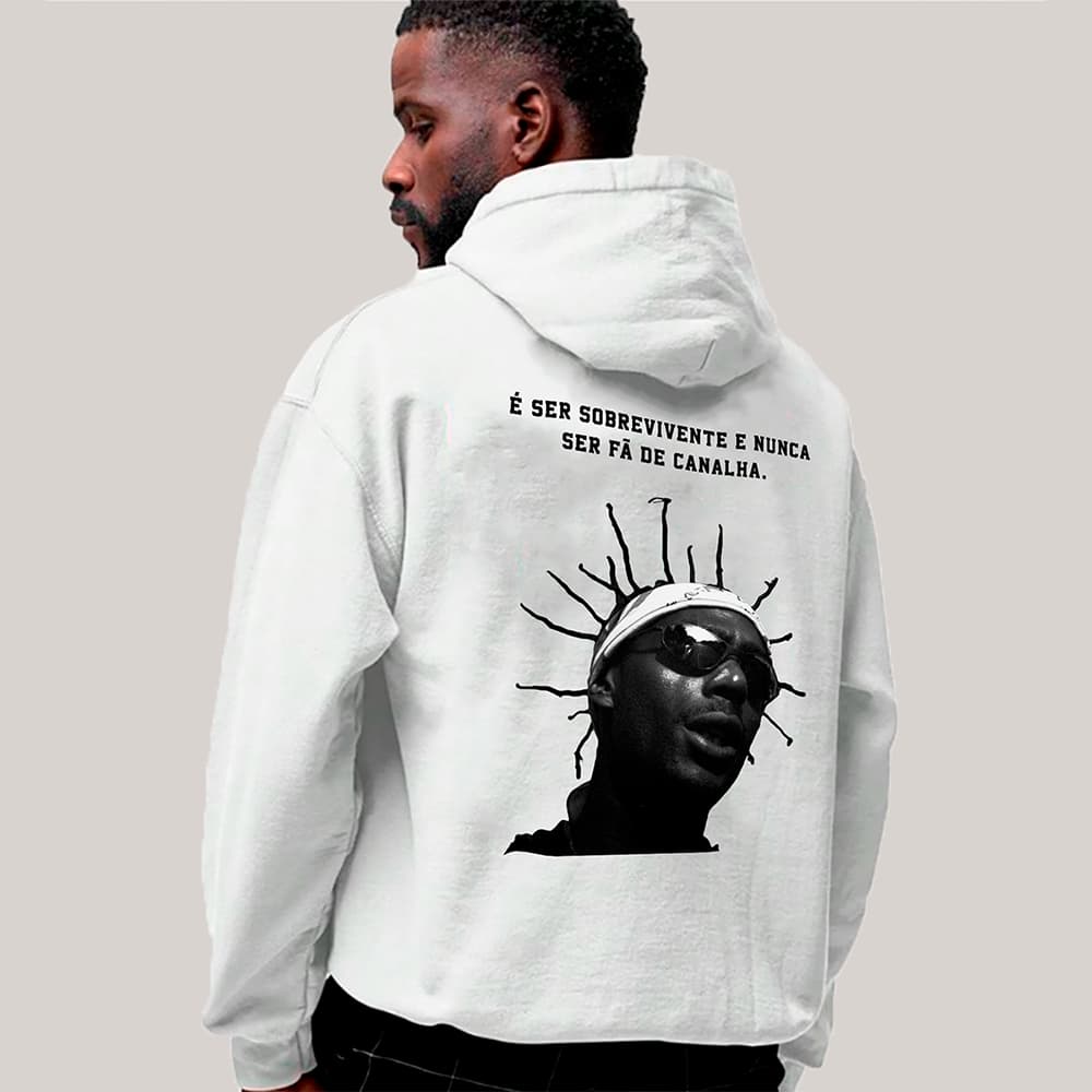Blusa Moletom De Frio Sabotagem Rap Nacional Com Capuz e Bolso Oversized Larga Algodão Flanelada