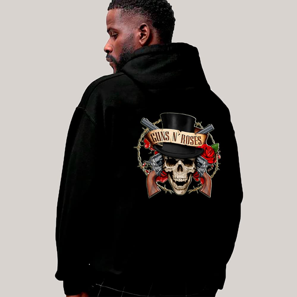 Moletom Blusa De Frio Algodão Flanelada Guns Roses Banda Rock Classico Retro Unissex Oversized