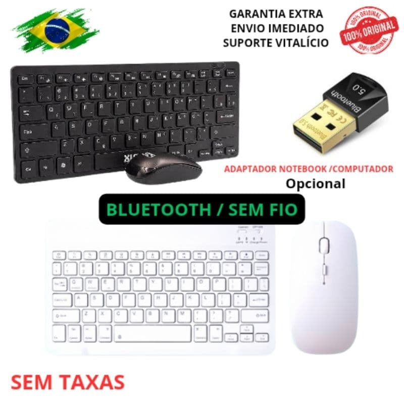 Kit Teclado E Mouse Bluetooth 5.2 Compatível Pc iPhone Android