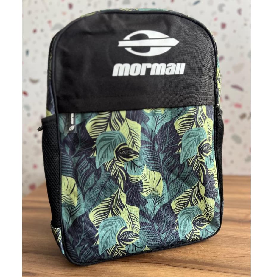 Mochila De Costas Mormaii Preto com Detalhes Verdes Alças Reforçadas Escolar