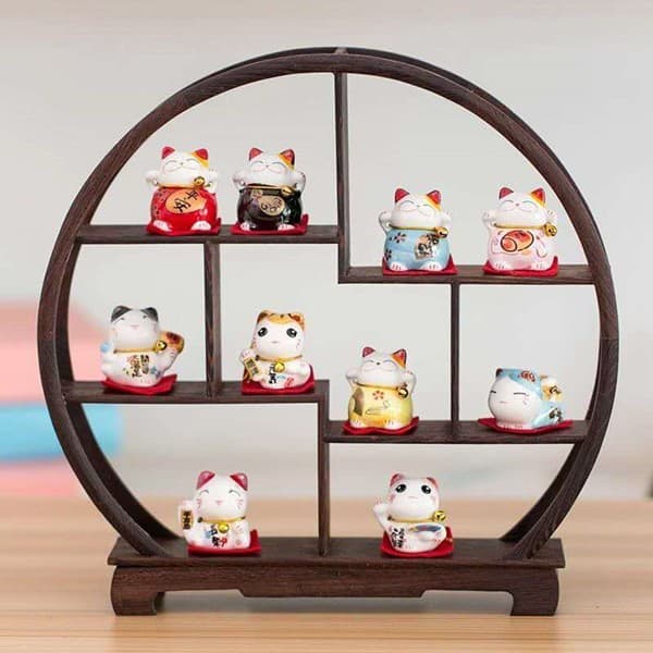 Kit 5 Gatinhos Da Sorte Prosperidade Porcelana Lembrancinha Enfeite