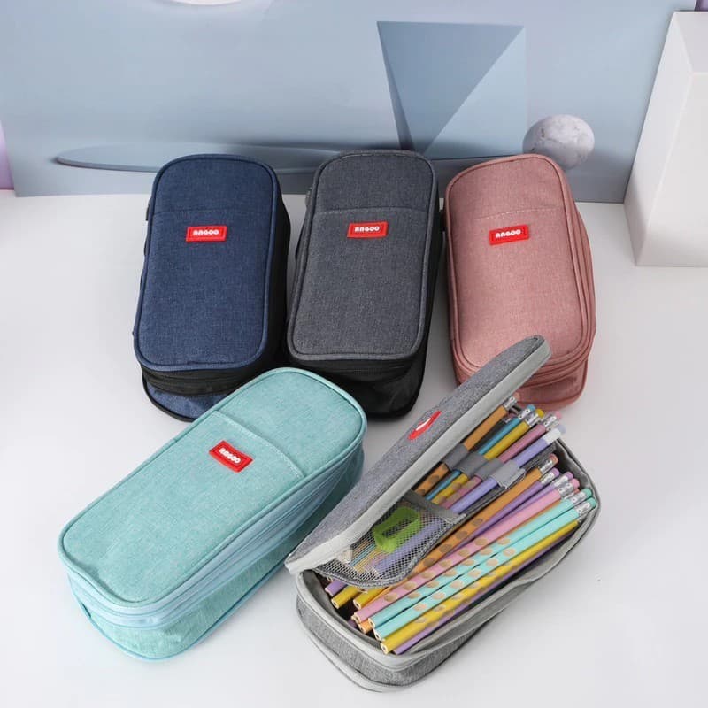 Estojo De Lápis De Tecido De Grande Capacidade Camada /Double Sided Pen Bag Pencil Case/Escolar