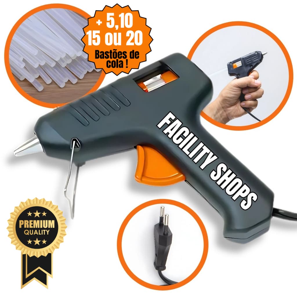 Pistola Cola Quente Bivolt (110v e 220v) 20w Bastões De Cola Aplicador Cola Quente Profissional
