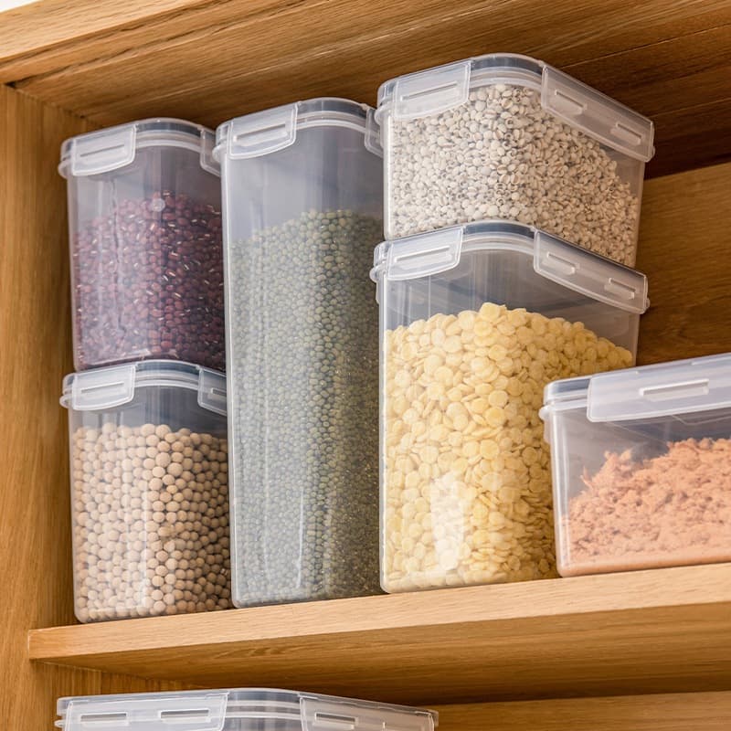 Kit 5 Conjuntos Potes Herméticos Mantimentos Quadrado Cozinha Tampa Trava