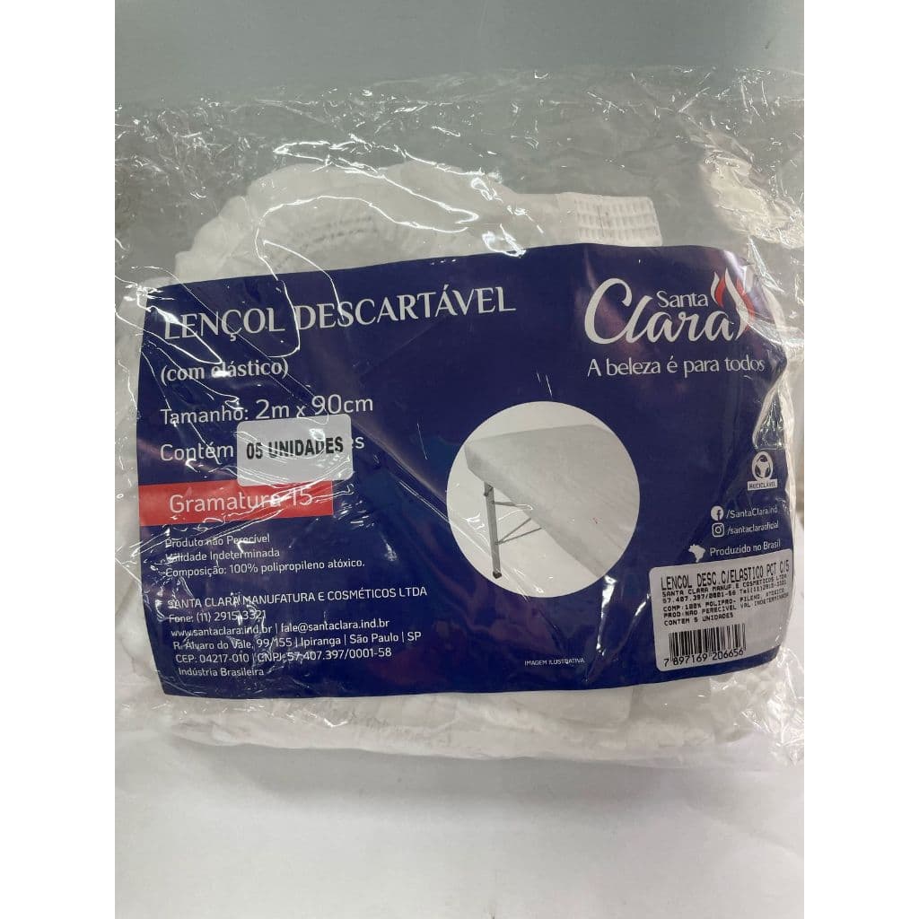 Lençol Descartável Com Elastico Santa Clara c/5 unidades