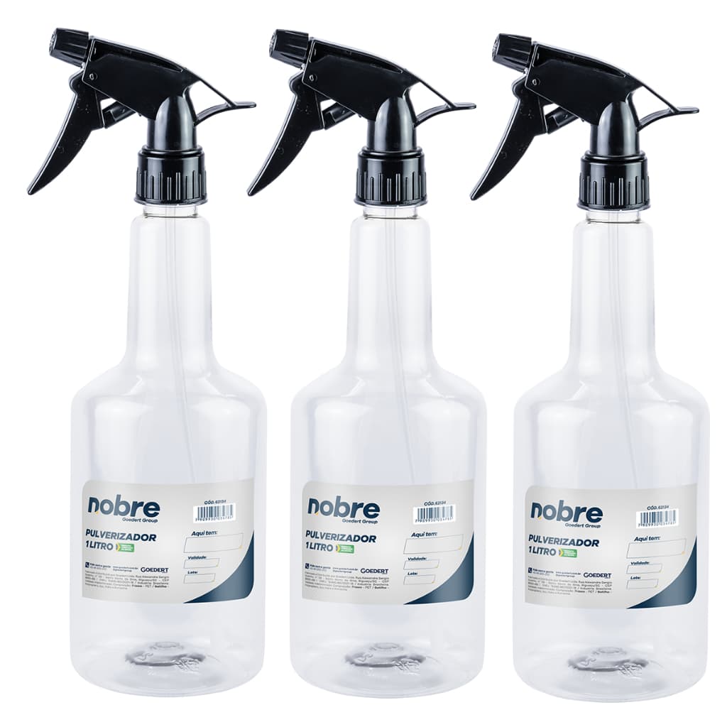 Borrifador Pulverizador Manual 1Litro Nobre Resistente a queda Pulverizador transparente 1L (com gatilhao) preto - Nobre