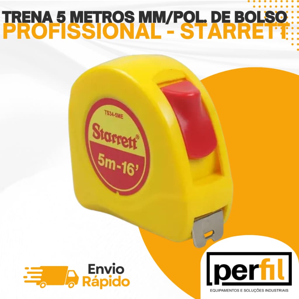 Trena de 5 Metros mm/Pol de Bolso Profissional - Starrett